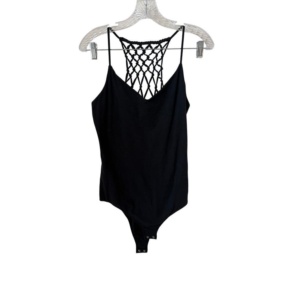 NWT Abercrombie & Fitch Black Bodysuit With Strappy Back Size Large